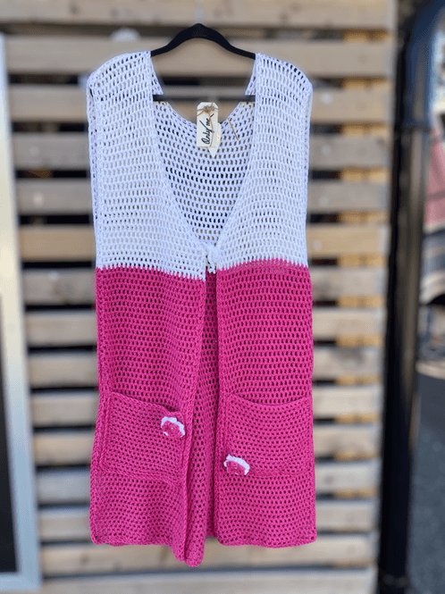 Hovedbilde Only Me Hvit og Rød Heklet Vest