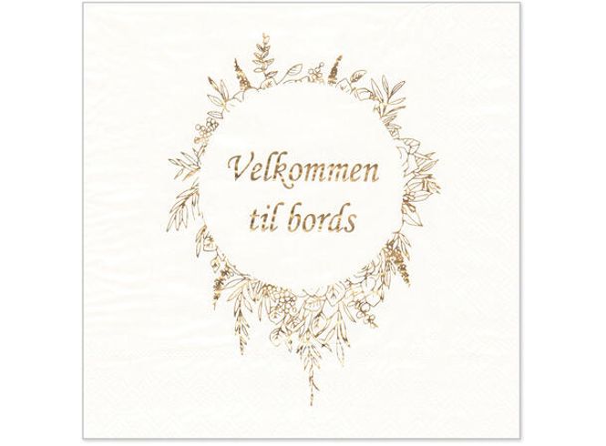 Hovedbilde Serviett lunsj 20 stk Gull Velkommen