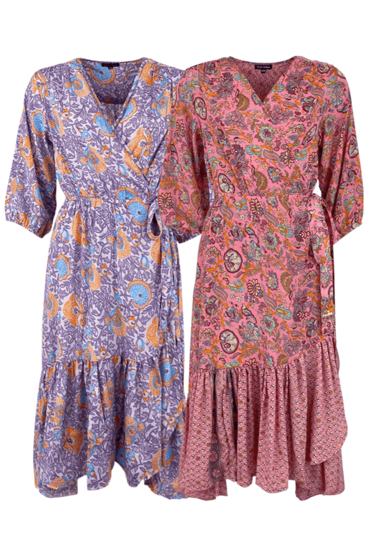 Black Colour Boho Wrap Dress (flere farger)