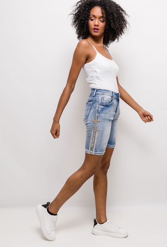 Mozzaar Denim Shorts With Strass