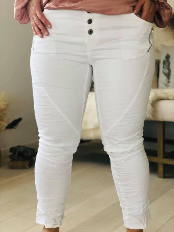 Karostar White Zipper Jeans