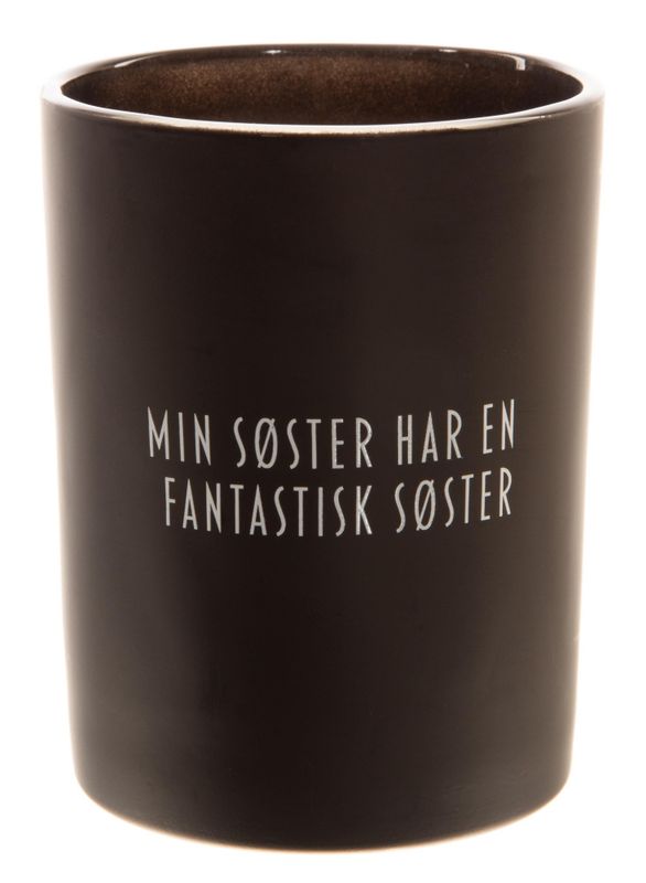 Duftlys matt sort glass 6,5x9cm Søster