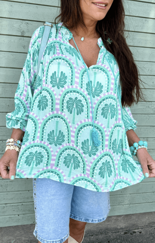 Love Forever Susanne Bluse Palm Grønn
