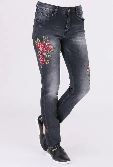Hovedbilde Fast Lavpris! Karostar Superstretch Grey Embroidery Jeans