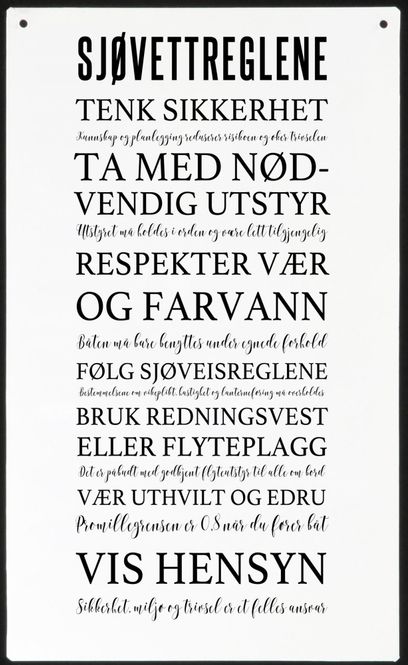 Hovedbilde Skilt avlangt Sjøvettregler