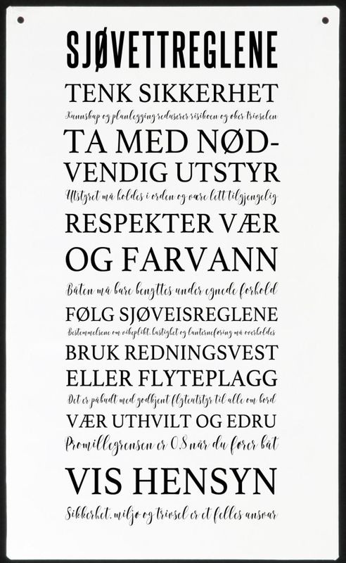Skilt avlangt Sjøvettregler